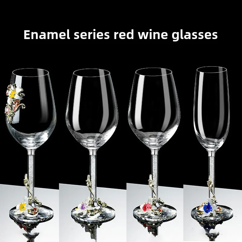 Verre à vin rouge couleur émail iris européen, 2 pièces, gobelet en verre de cristal, diamant blanc, vin, champagne sans plomb
