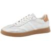 Sneaker TOM TAILOR, Damen, Gr. 42, silber (silber, weiß), Lederimitat, schimmernd, sportlich, Schuhe, Schnürer, Freizeitschuh, Halbschuh mit Kontrastbesatz an der Ferse