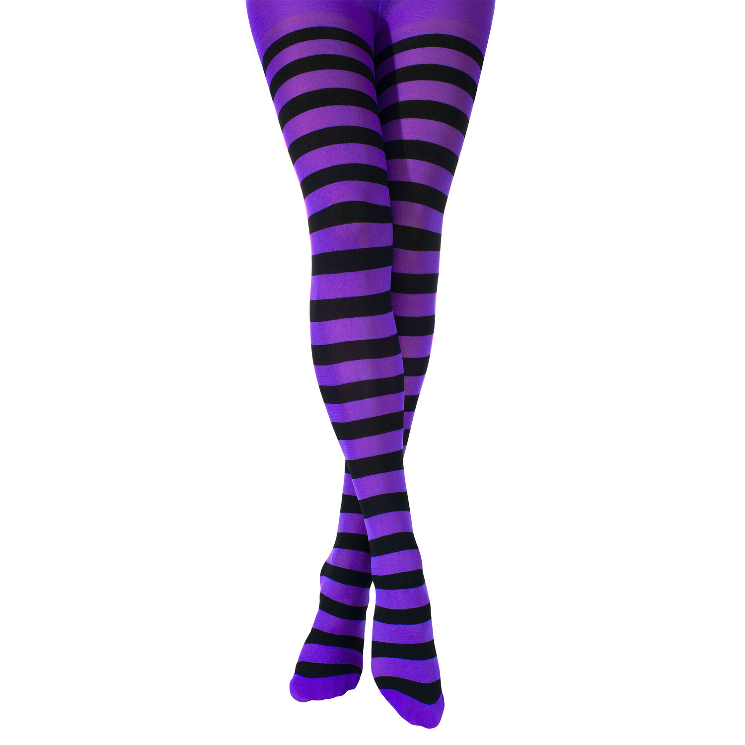 Collants à rayures opaques, violet/noir