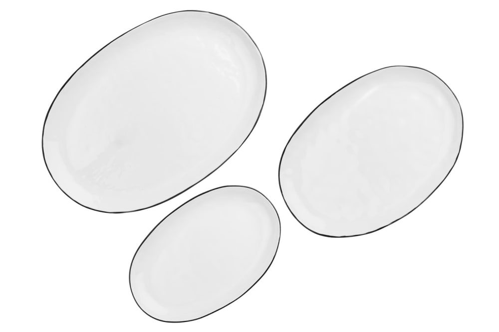 Lot de 3 plateaux & plats à four en grès blanc D