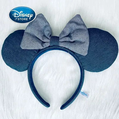 Original New Disney Navy Blue Cloth Bow Headband Simplicity Fashion Ear Mickey Minnie Ears