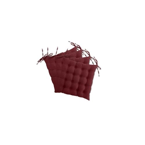 wometo 4er Set Sitzkissen Stuhlkissen 40x40 OEKO-TEX - dunkelrot weinrot Sitzauflage Bank Polster Sitzpolster mit Bändern / Schleife, Indoor / Outdoor