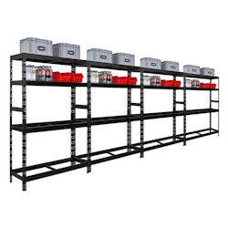 PROREGAL Mega Deal 4x Reifenregal Tiger HxBxT 180x120x40 cm bis zu 12 Reifen auf 2 Ebenen mit 2 Fachboden Schwarz Reifenständer Image