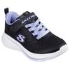 Sneaker SKECHERS "WAVE 92", Kinder, Gr. 31, schwarz (schwarz, lila), Textil, Glitzer, casual, Schuhe, Schlupfschuh mit Glitzer für Mädchen, Größenschablone zum Download
