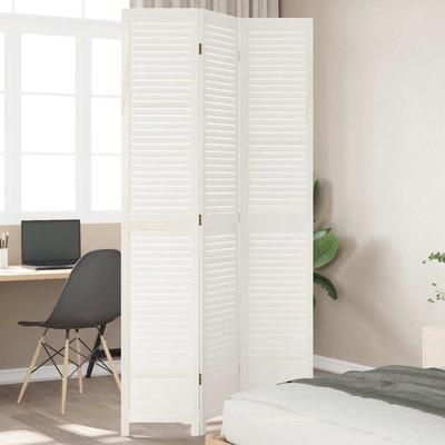 vidaXL Room Divider Privacy Screen Living Room White Solid Wood Paulownia