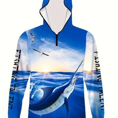 TEMU Suit Hooded Long Sleeve Quick Dry Outdoor Fishing Suit Breathable