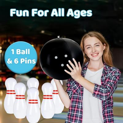 TEMU 7pcs Bowling Set For Adults - Pvc Material, Indoor/outdoor Entertainment Kit For Birthday, Bachelor Party, Bar/, Tailgating, Gender Reveal - Without Electricity, , Festivals