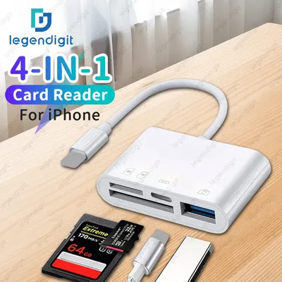 4in1 TF SD-Kartenleser für iPhone mit iOS Ladeadapter OTG-Kabel Kamera-Adapter Speicherkartenleser Image