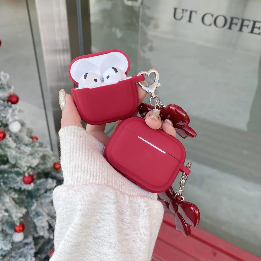 2025 NEUE Koreanische Nette Schleife Kopfhörer Fall Für Apple Airpods 4 Pro 2 3 Abdeckung mit Charme Silikon Kopfhörer Fällen für airpod fall Image