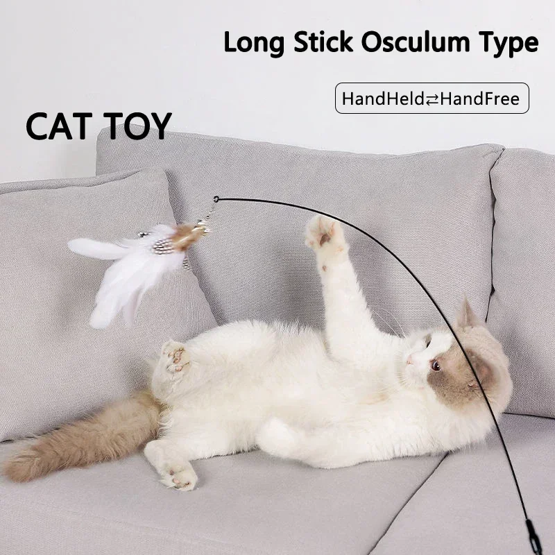Simulation Vogel interaktive Katze Spielzeug Lustige Feder Vogel mit Glocke Katze Stick Spielzeug für Kätzchen Spielen Teaser Zauberstab Spielzeug Katze Liefert Image