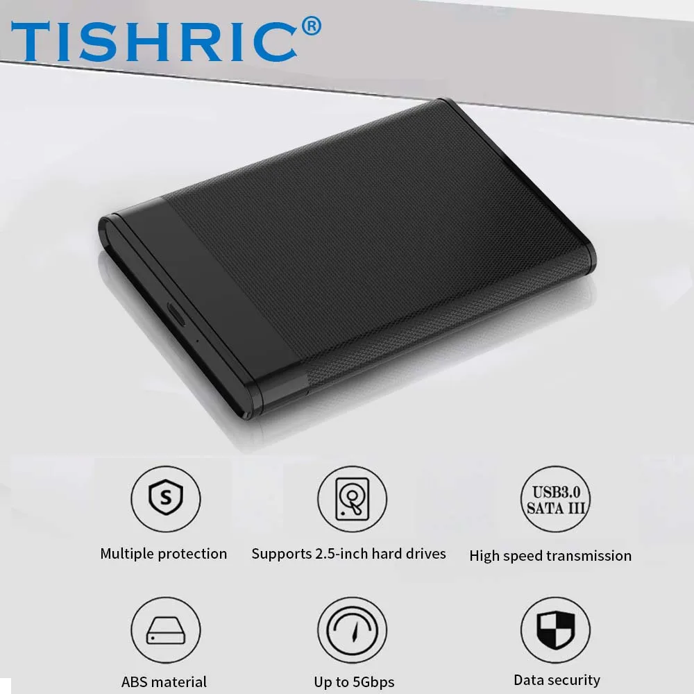 TISHRIC Festplattengehäuse 2,5 Zoll SSD Sata zu USB C Typ C Externes Festplattengehäuse HDD-Gehäuse 2'5 für Gaming-Computer Image