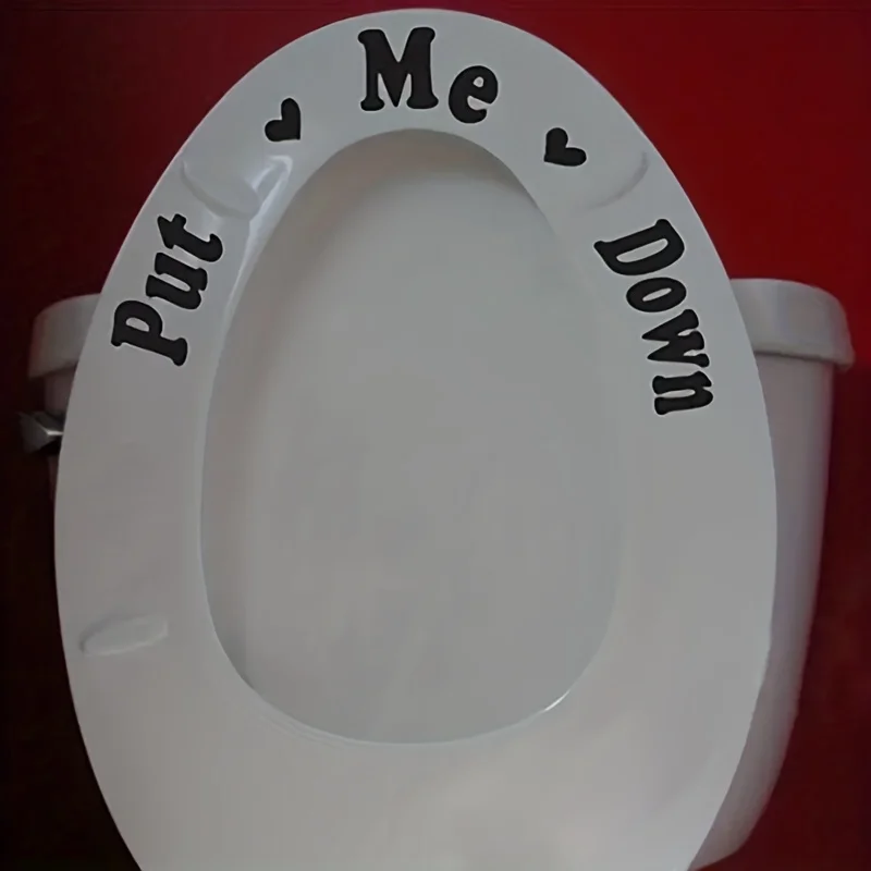 Einfach anzubringender Toilettendeckelaufkleber „Put Me Down“-Aufkleber, lustiger Slogan, glänzend, selbstklebend, Badezimmer-Aufkleber Sicккиnadenтаз Image