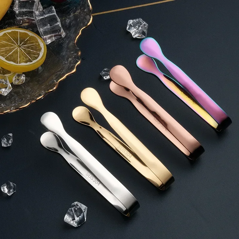 Eis Klemme Edelstahl Multifunktionale Mehrfarbige Brot Grill Clip Cube Zucker Eis Zange Werkzeug Bar Küche Zubehör Image