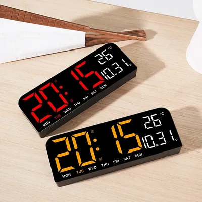 Große digitale Wanduhr, Temperatur, Datum, Woche, Anzeige, USB-betriebene Tischuhr, Wandmontage, Dual-Alarm, LED-Uhren