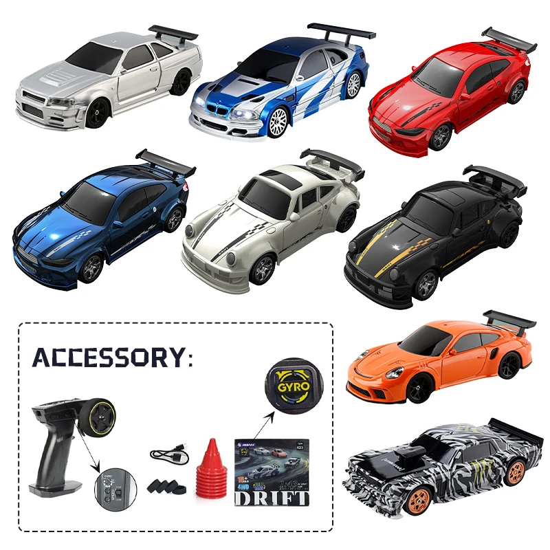 Best-seller 2025 1:64 1:43 drift telecomando auto, auto telecomandata a quattro ruote, giocattolo da corsa desktop su larga scala, regalo per bambini