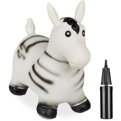 Relaxdays - Hüpftier Zebra, Springtier, bis 50 kg, bpa frei, Kinder ab 3 Jahre, inklusive Image