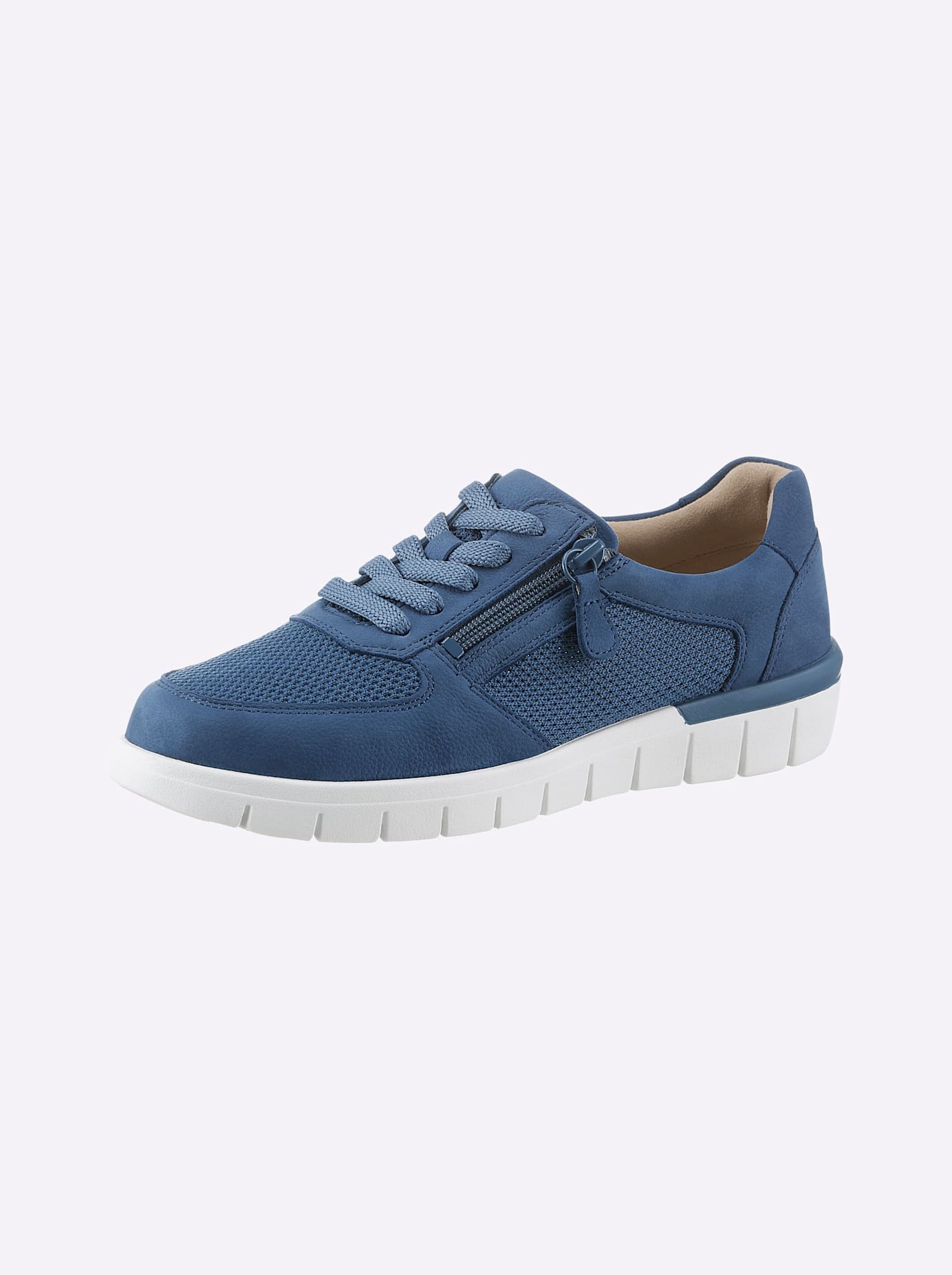 Sneaker CAPRICE, Damen, Gr. 41, blau (mittelblau), Veloursleder, Schuhe Sneaker