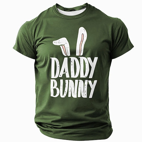 Herren T-Shirt mit Daddy Bunny Grafik Kurzarm Lustiges Vaterschaft Oster Familien Tee Image