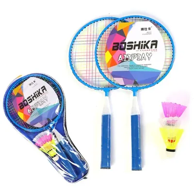Children Lightweight Badminton Rackets Family Game Toy Iron Alloy Double Racquet Set with Carrying