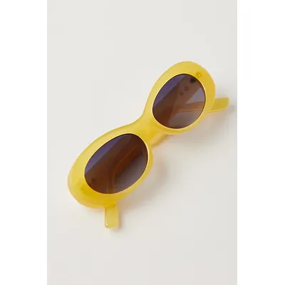 Sola Round Sunglasses at Free People in Lime