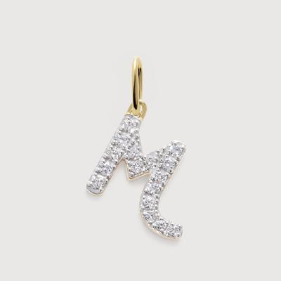 Gold Diamond Initial M Pendant Lab Grown Diamond