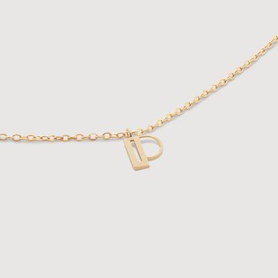 Gold Mini Initial P Chain Necklace