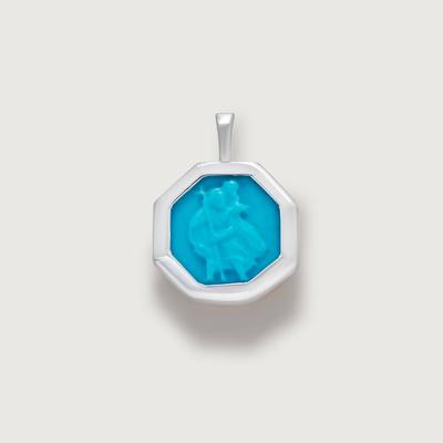 Sterling Silver St Christopher Gemstone Pendant Turquoise