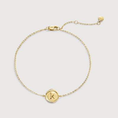 Gold Mini Initial K Stamp Chain Bracelet