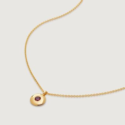 Gold January Birthstone Chain Necklace Red Garnet