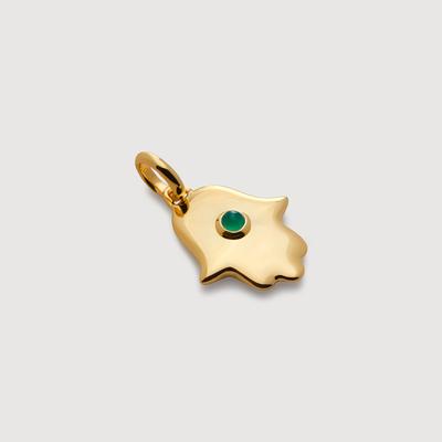 Gold Hamsa Pendant Green Onyx