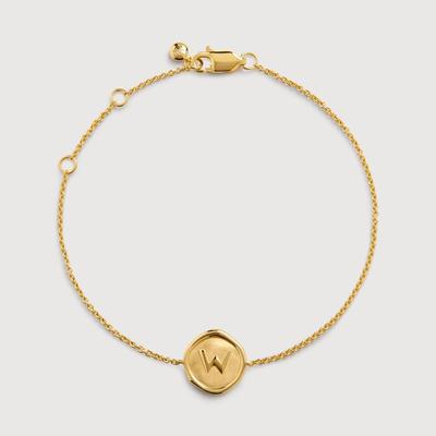 Gold Initial W Stamp Chain Bracelet