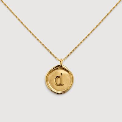 Gold Initial D Stamp Chain Necklace