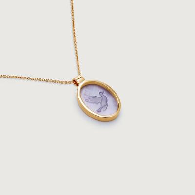 Gold Dove Intaglio Gemstone Necklace Amethyst