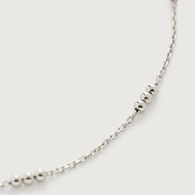 Sterling Silver Triple Beaded Chain Necklace 18-20'