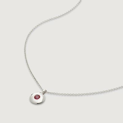 Sterling Silver July Birthstone Chain Necklace Ruby