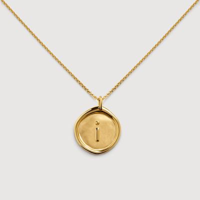 Gold Initial I Stamp Chain Necklace