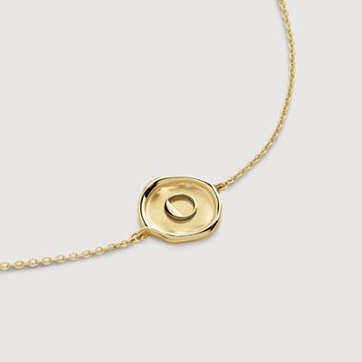 Gold Mini Initial O Stamp Chain Bracelet