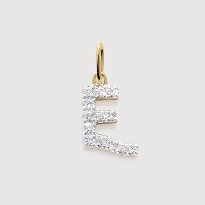Gold Diamond Initial E Pendant Lab Grown Diamond