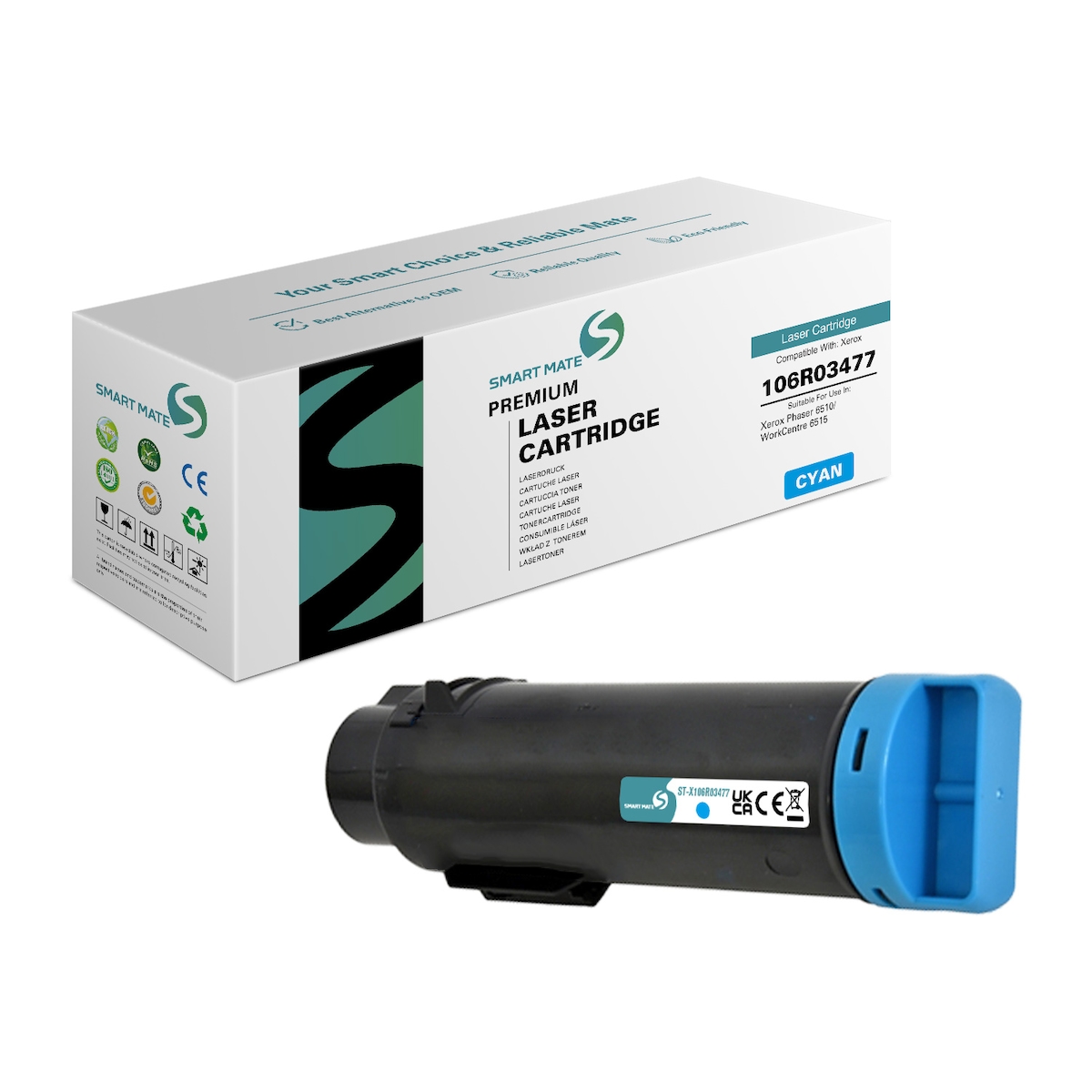 SmartMate wiederaufbereiteter Laser Toner Patrone für Xerox 106R03477 Cyan Image