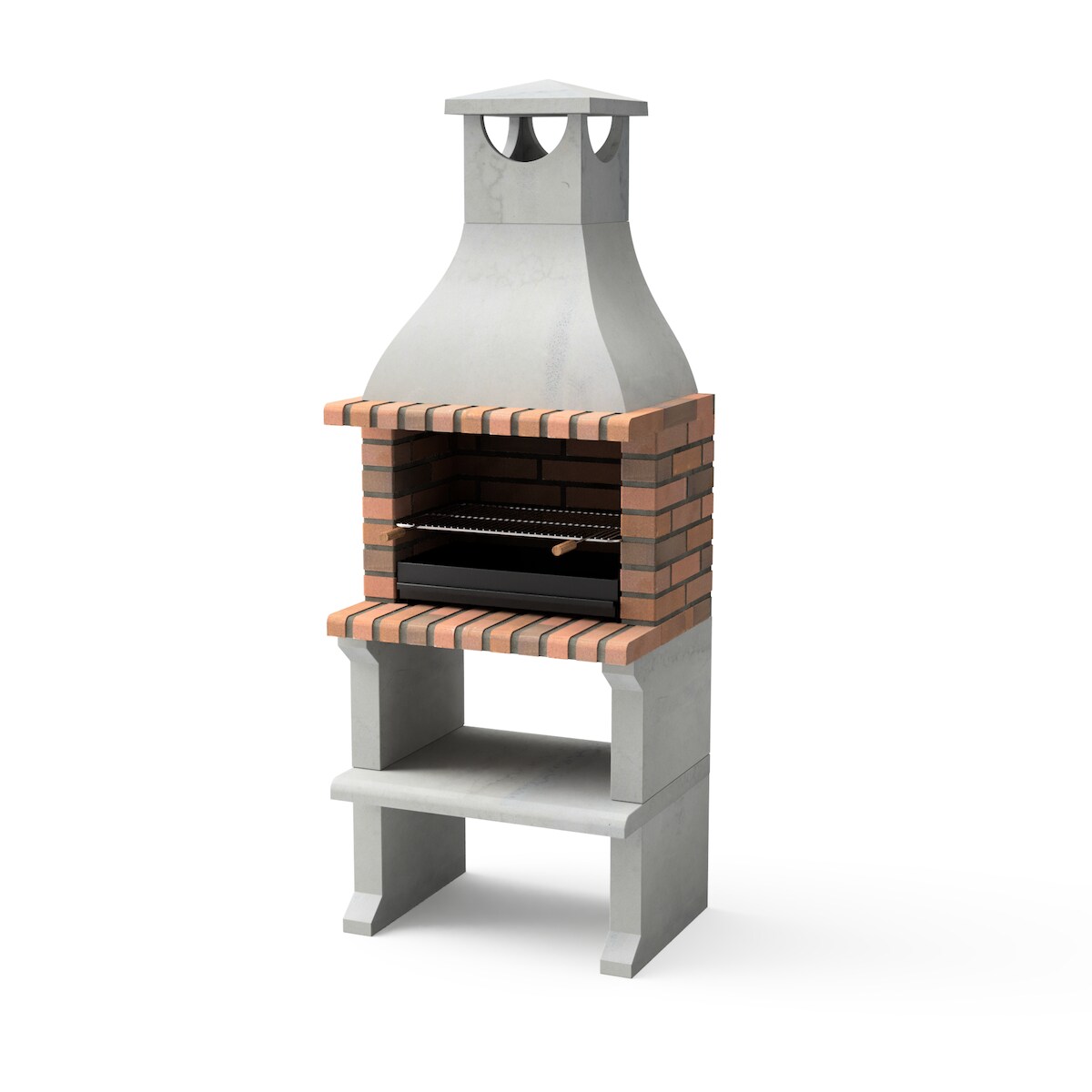 MAESTRO FERRETERO MF - Gartenkamin Ragusa für Holz & Kohle (Grau/Terrakotta - 76x58x207 cm) REF: M00893 - Für den Außenbereich. Image