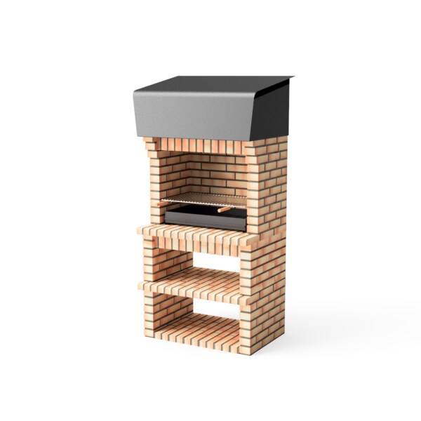 MAESTRO FERRETERO MF - Gartenkamin Volterra für Holz & Kohle (Grau/Orange - 94x70x213 cm) REF: M00922 - Für den Außenbereich. Image