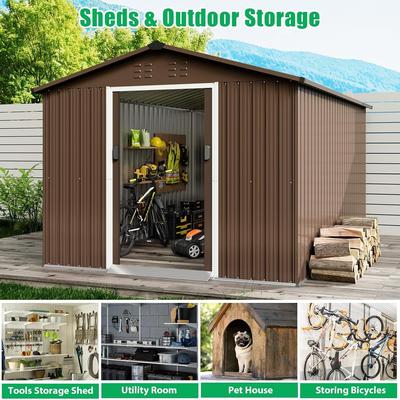 15' x 8' Large Metal Outdoor Storage Shed, Steel Utility Tool Shed Storage House