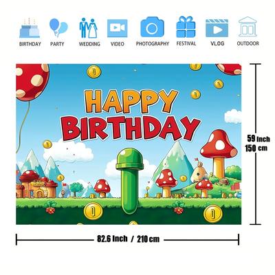 TEMU Anime Party Backdrop - Polyester, Fun Photo Booths & Decorations Image
