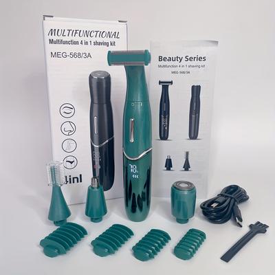 TEMU Gzhjgos 4-in-1 Hair Removal Kit For - Usb Rechargeable Electric Epilator With Stainless Steel Blades, Limit Comb Included, Gzhjgos Image