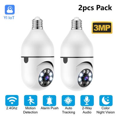 TEMU 2/4pcs Yi Iot 3mp Bulb Camera, 1080p Wifi Surveillance, Night Audio, 360Â° , Cloud&tf Card Storage, Indoor Wireless Security Cameras With Motion Detection For Home Surveillance