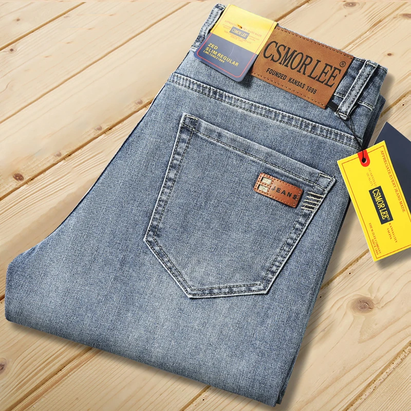 2026 Herbst Herren Casual Jeans Klassische Passform Business Gerade Stretch-Denim-Hose Blau Grau Basic Passende Marken-Hose