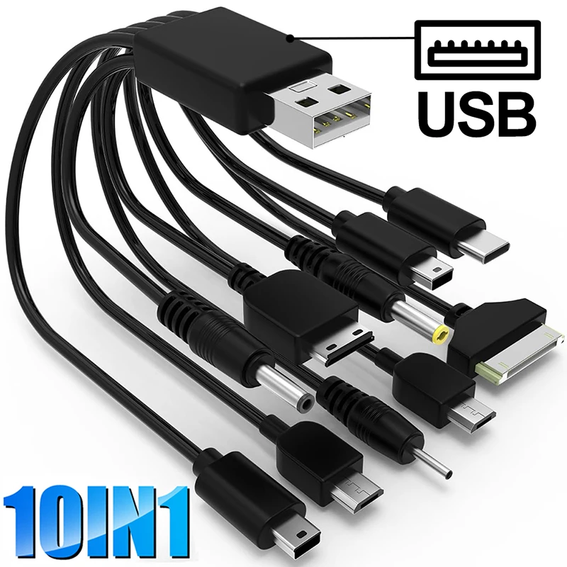 10In1 USB zu Multi-ports USB Kabel Universal Telefon Ladekabel Multi-kopf Ladekabel Kabel Für Samsung Nokia telefon Ladegerät Image