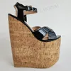 Berzimer Damen Sandalen Plattform Keile 22cm High Heels glänzende Pumps Höhe erhöhen Damenschuhe Frau plus Größe 38 41 43 45 48