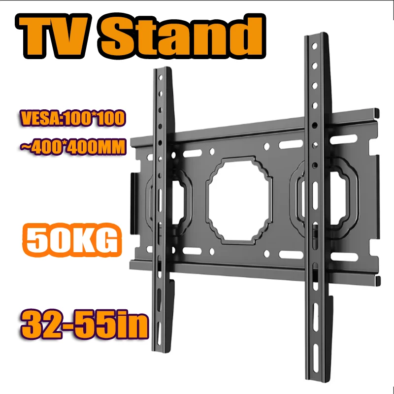 Universelle feste TV-Wandhalterung für die meisten 32–55 Zoll Monitorständer, platzsparende Universal-TV-Halterung, max. VESA 400 x 400 mm, 50 kg Image