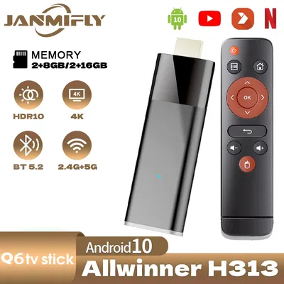 Q6 TV Stick Bluetooth 5.2 Ultra Filme und zeigt Streaming Free und Live TV Dual Band WIFI 2,4 g 5 g 4K H313 Quad Core TV Stick